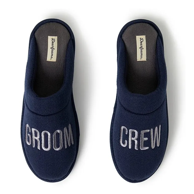 Dearfoams Mens Memory Foam Slip-On Slippers