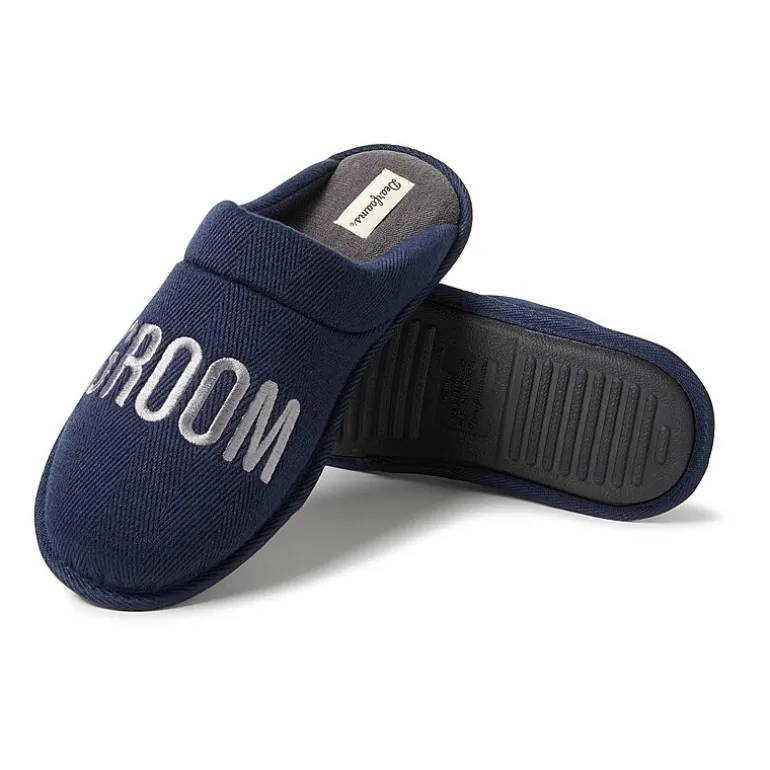 Dearfoams Mens Memory Foam Slip-On Slippers