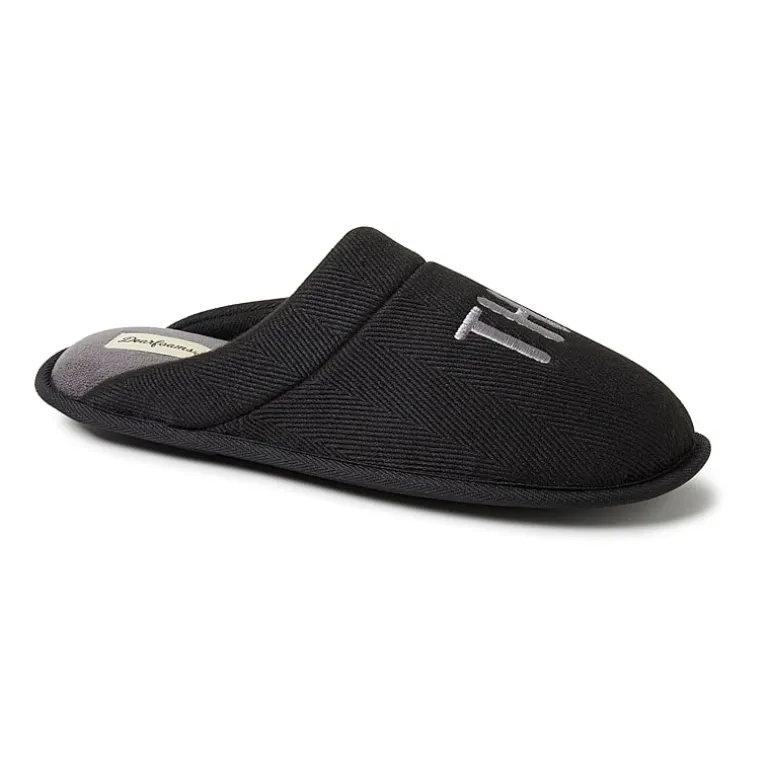 Dearfoams Mens Memory Foam Slip-On Slippers