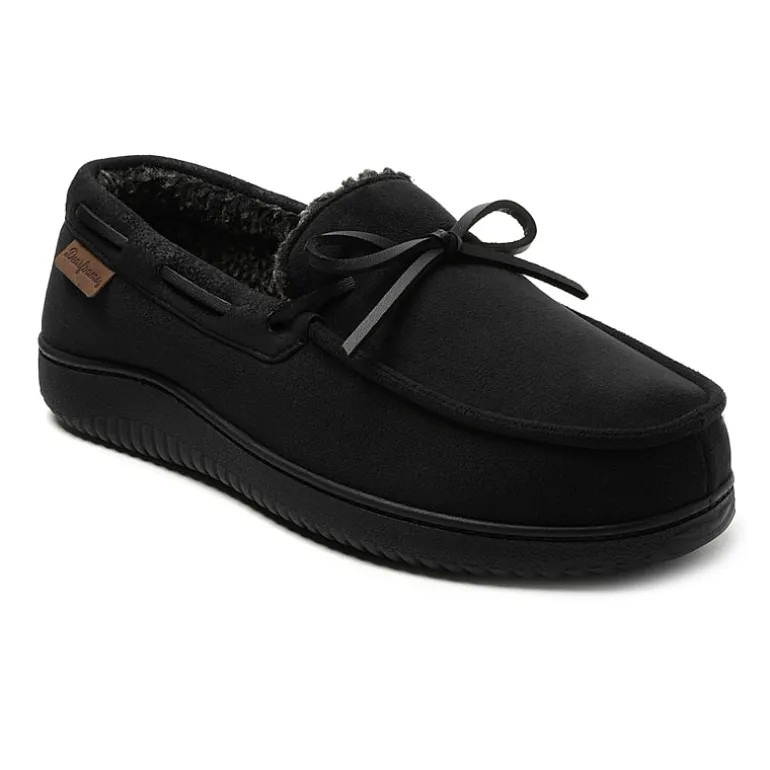 Dearfoams Mens Pierce Microsuede Moc with Tie Slippers