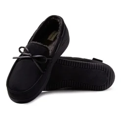Dearfoams Mens Pierce Microsuede Moc with Tie Slippers