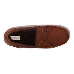 Dearfoams Mens Pierce Microsuede Moc with Tie Slippers