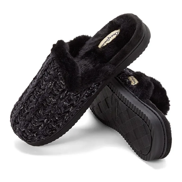 Dearfoams Paris Chenille Shaped Tab Scuff Womens Slip-On Slippers