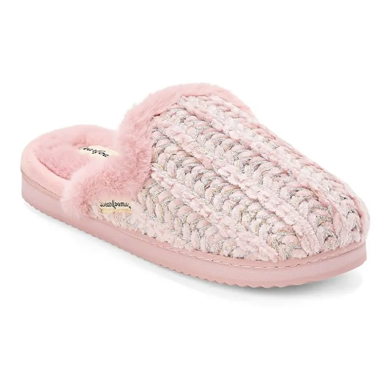 Dearfoams Paris Chenille Shaped Tab Scuff Womens Slip-On Slippers