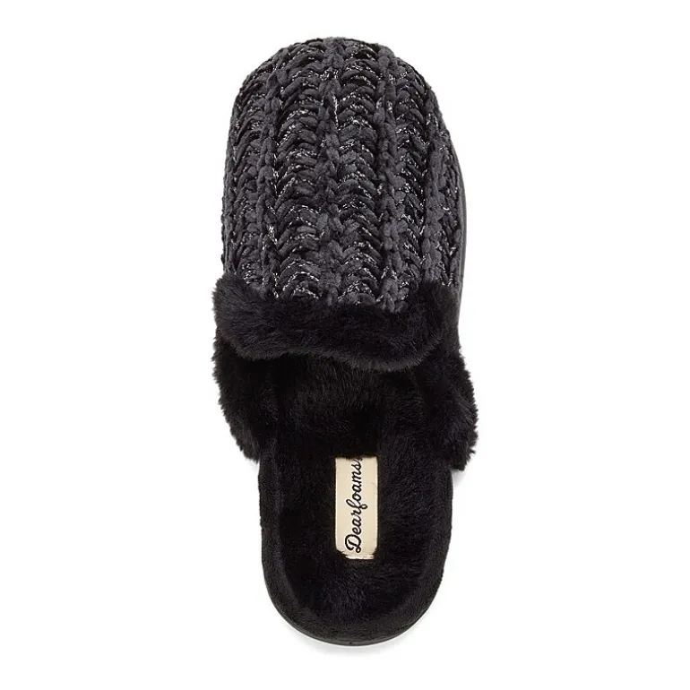 Dearfoams Paris Chenille Shaped Tab Scuff Womens Slip-On Slippers