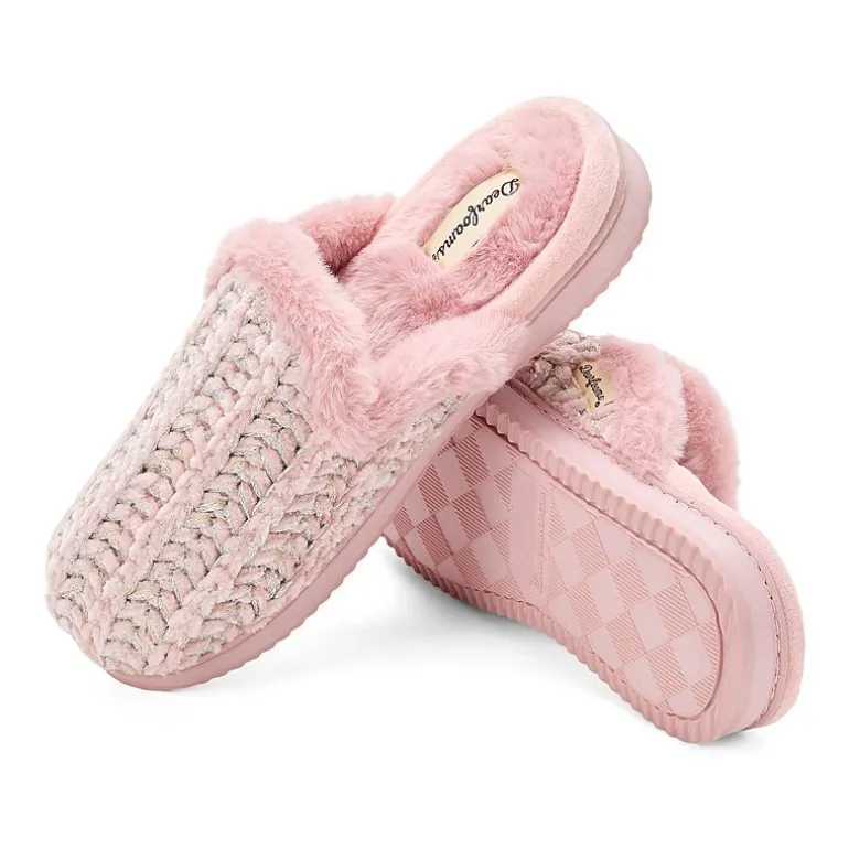 Dearfoams Paris Chenille Shaped Tab Scuff Womens Slip-On Slippers