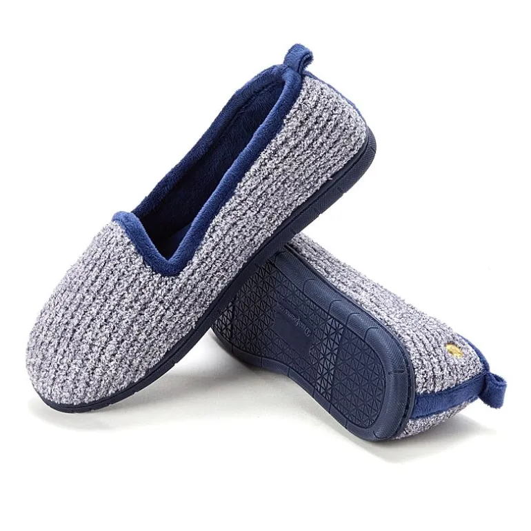 Dearfoams Rachel Marled Chenille Closed Back Womens Memory Foam Slip-On Slippers