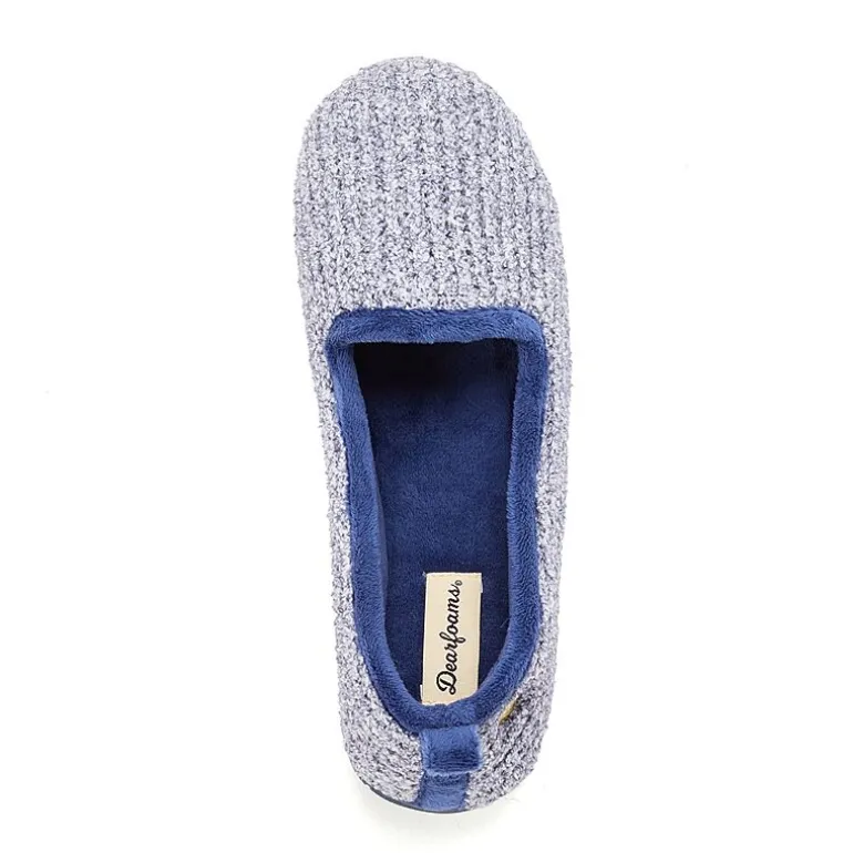 Dearfoams Rachel Marled Chenille Closed Back Womens Memory Foam Slip-On Slippers
