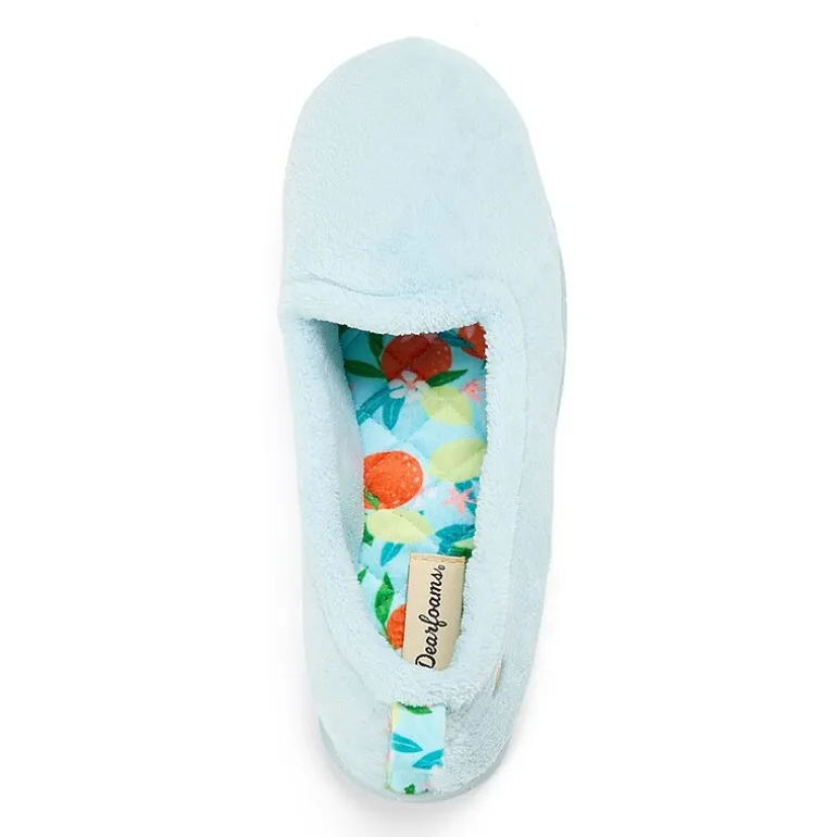 Dearfoams Rachel Velour Closed Back Womens Memory Foam Slip-On Slippers