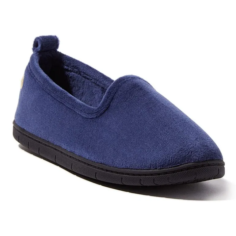 Dearfoams Rachel Velour Closed Back Womens Memory Foam Slip-On Slippers