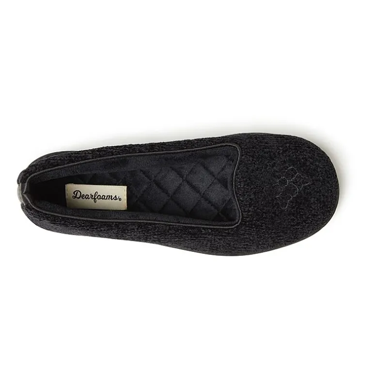 Dearfoams Rebecca Chenille Closed Back Womens Memory Foam Slip-On Slippers