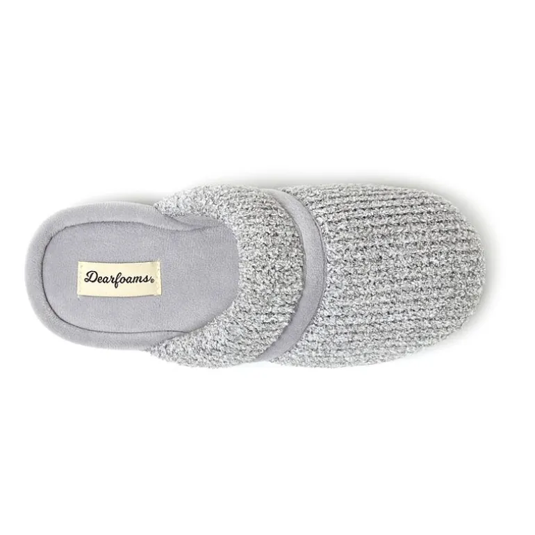 Dearfoams Serena Marled Chenille Scuff Womens Memory Foam Slip-On Slippers