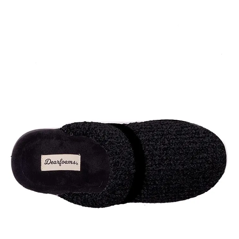 Dearfoams Serena Marled Chenille Scuff Womens Memory Foam Slip-On Slippers
