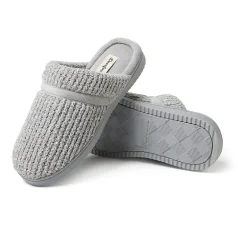 Dearfoams Serena Marled Chenille Scuff Womens Memory Foam Slip-On Slippers