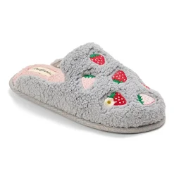 Dearfoams Teddy Heart Scuff Womens Memory Foam Slip-On Slippers