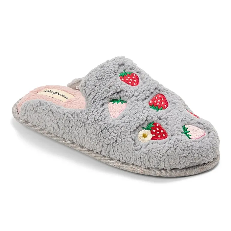 Dearfoams Teddy Heart Scuff Womens Memory Foam Slip-On Slippers