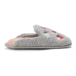 Dearfoams Teddy Heart Scuff Womens Memory Foam Slip-On Slippers