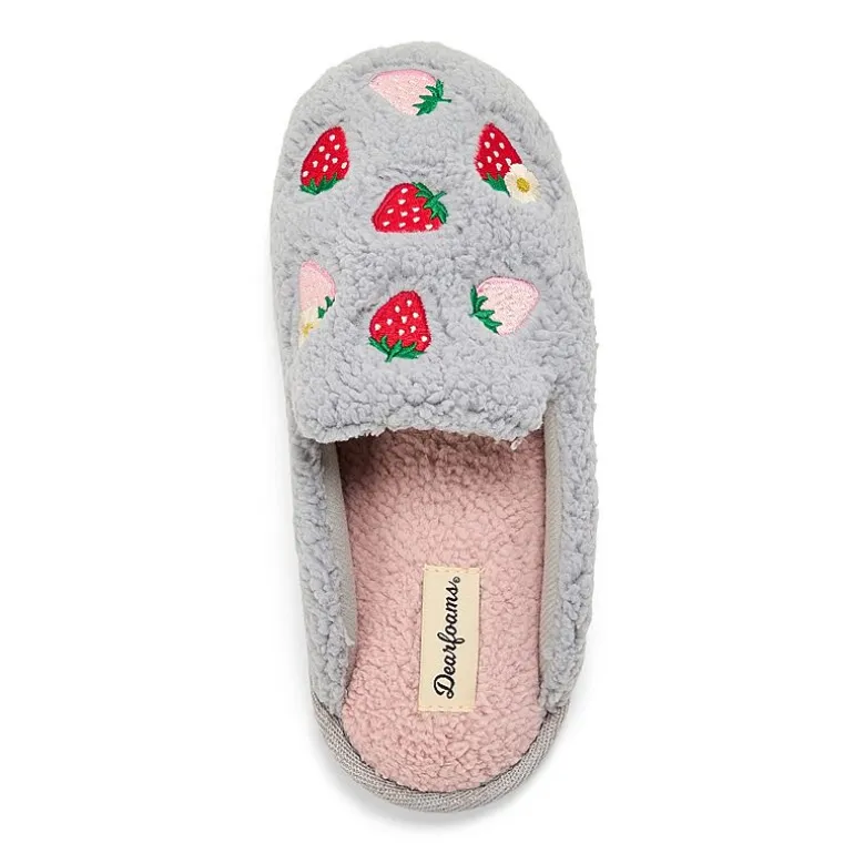 Dearfoams Teddy Heart Scuff Womens Memory Foam Slip-On Slippers