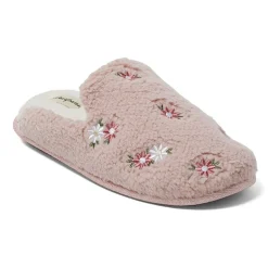 Dearfoams Teddy Tab Scuff Womens Memory Foam Slip-On Slippers