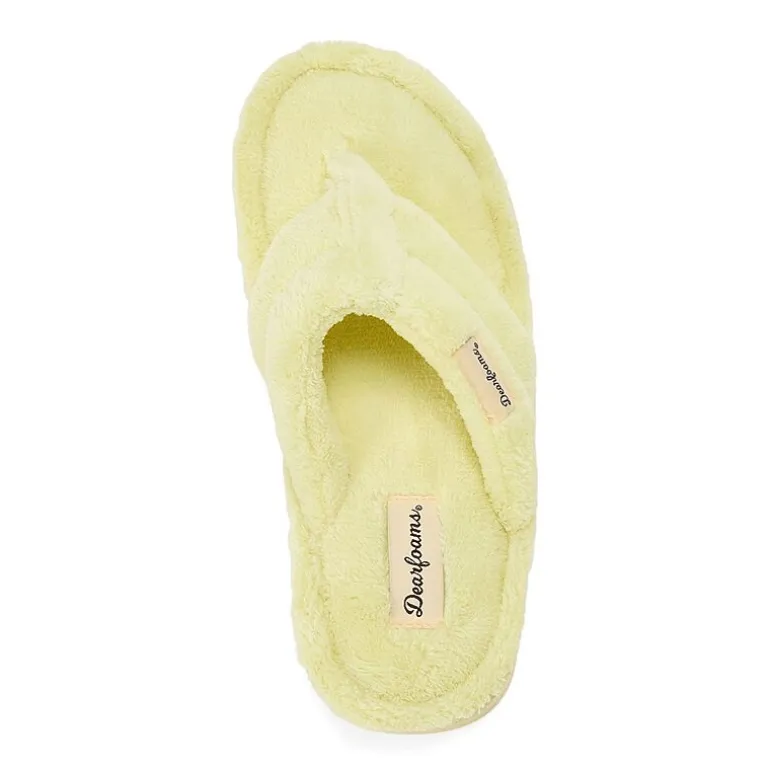 Dearfoams Wrenley Terry Thong Womens Memory Foam Slip-On Slippers