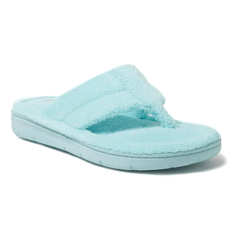 Dearfoams Wrenley Terry Thong Womens Memory Foam Slip-On Slippers
