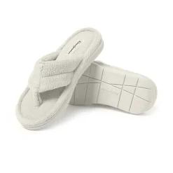 Dearfoams Wrenley Terry Thong Womens Memory Foam Slip-On Slippers
