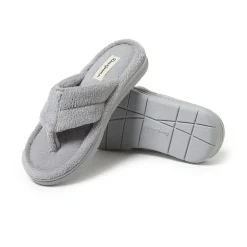 Dearfoams Wrenley Terry Thong Womens Memory Foam Slip-On Slippers