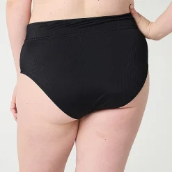 Decree Ribbed Womens Stretch Fabric Textured Juniors Plus Moderate Coverage High Waist Bikini Swimsuit Bottom