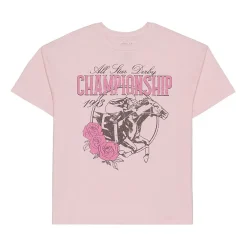 Derby Womens Juniors Crew Neck Short Sleeve Oversized Graphic T-Shirt