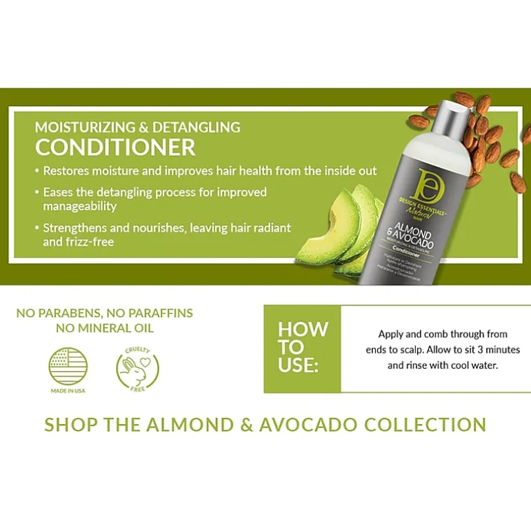 Design Essentials Almond & Avocado Moisturizing & Detangling Conditioner 34 oz.