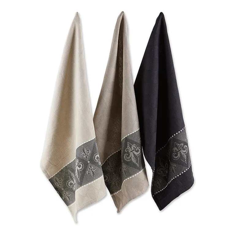 Design Imports Assorted Fleur De Lis Jacquard 3-pc. Kitchen Towel Set