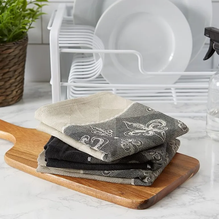 Design Imports Assorted Fleur De Lis Jacquard 3-pc. Kitchen Towel Set