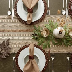 Design Imports Farmhouse Braided Stripe Table Runner