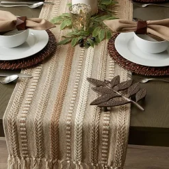 Design Imports Farmhouse Braided Stripe Table Runner