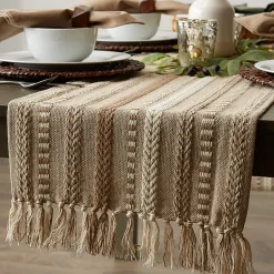 Design Imports Farmhouse Braided Stripe Table Runner