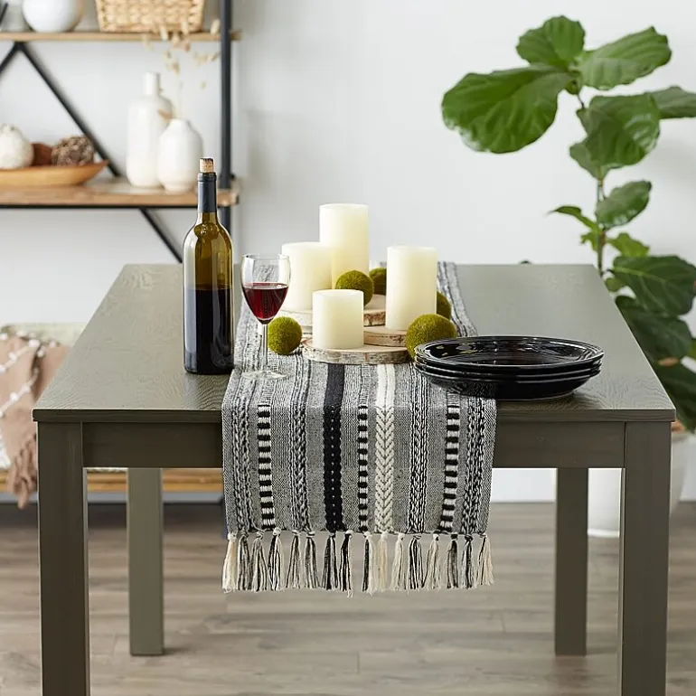 Design Imports Farmhouse Braided Stripe Table Runner