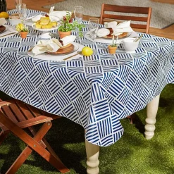Design Imports Navy Grid Vinyl Tablecloth