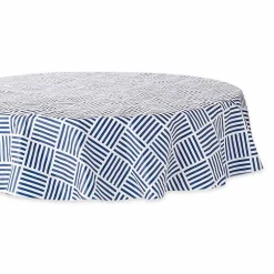 Design Imports Navy Grid Vinyl Tablecloth