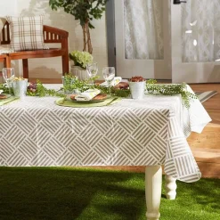 Design Imports Navy Grid Vinyl Tablecloth