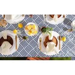 Design Imports Navy Grid Vinyl Tablecloth