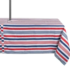 Design Imports Patriotic Stripe Outdoor Umbrella Tablecloth