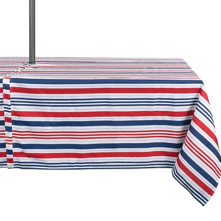 Design Imports Patriotic Stripe Outdoor Umbrella Tablecloth