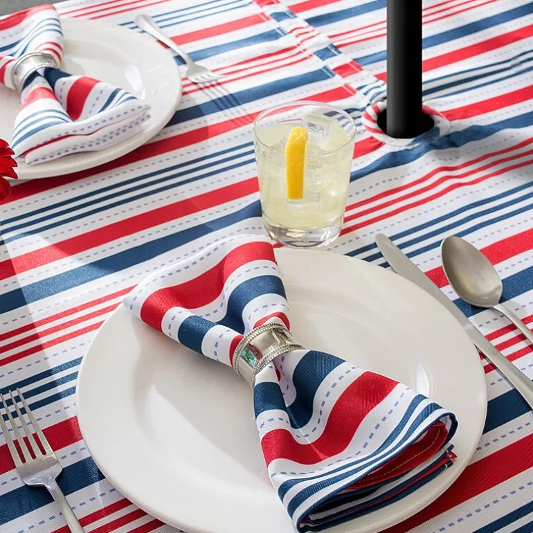 Design Imports Patriotic Stripe Outdoor Umbrella Tablecloth