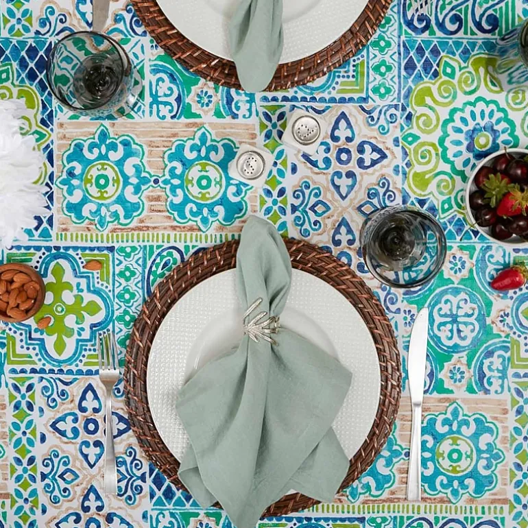 Design Imports Spanish Tile Vinyl Tablecloths