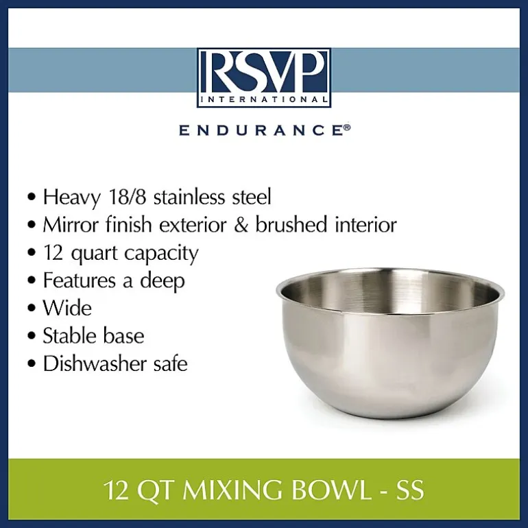 Design Imports Stainless Steel 12-qt. Mixing Bowl