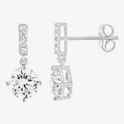 DiamonArt® Cubic Zirconia Sterling Silver Pendant Necklace and Earring Set