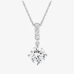 DiamonArt® Cubic Zirconia Sterling Silver Pendant Necklace and Earring Set
