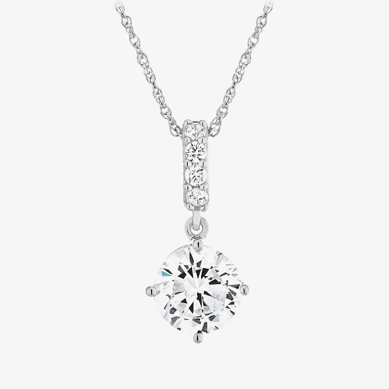 DiamonArt® Cubic Zirconia Sterling Silver Pendant Necklace and Earring Set