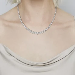 DiamonArt® Sterling Silver 20¾ CT. T.W. Cubic Zirconia Graduated Link Necklace