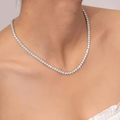 DiamonArt® Sterling Silver 17 3/8 CT. T.W. Cubic Zirconia Tennis Necklace